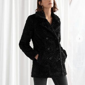 & OTHER STORIES Faux Fur Double Breasted Coat